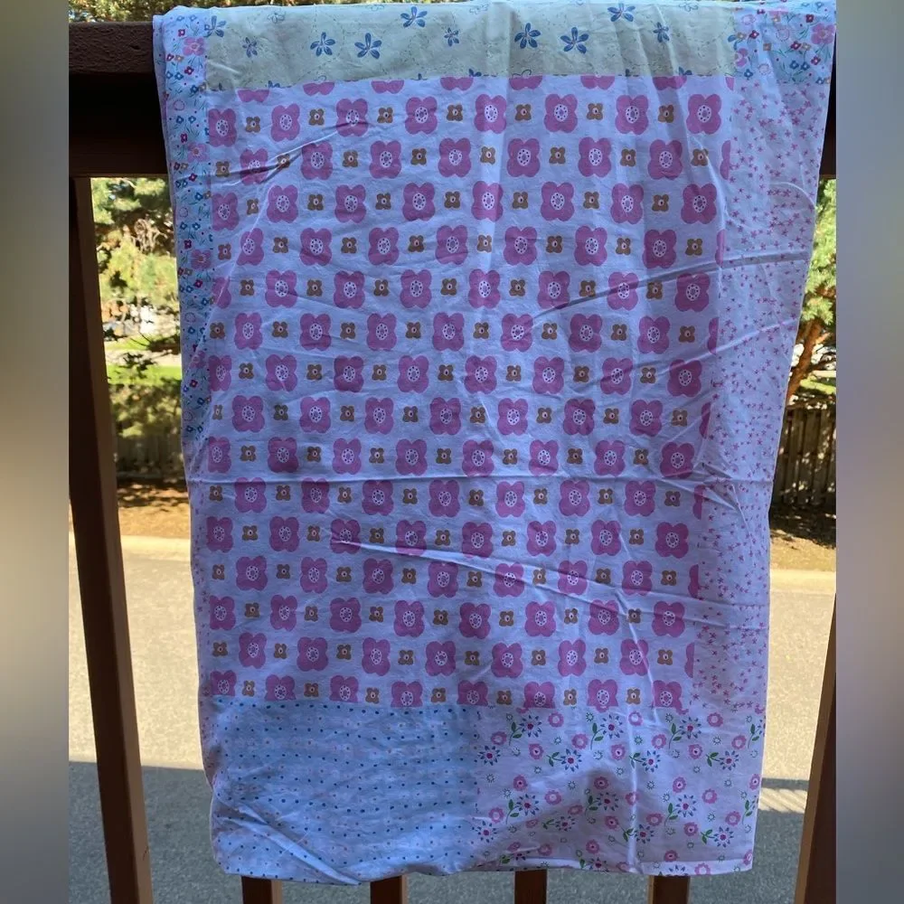 Pottery Barn Kids Floral Pastels White Pink Duvet Cover with Envelope Closure